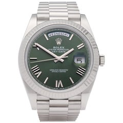 Used Rolex Day-Date 40 228239 Men's White Gold Olive Green Dial Watch