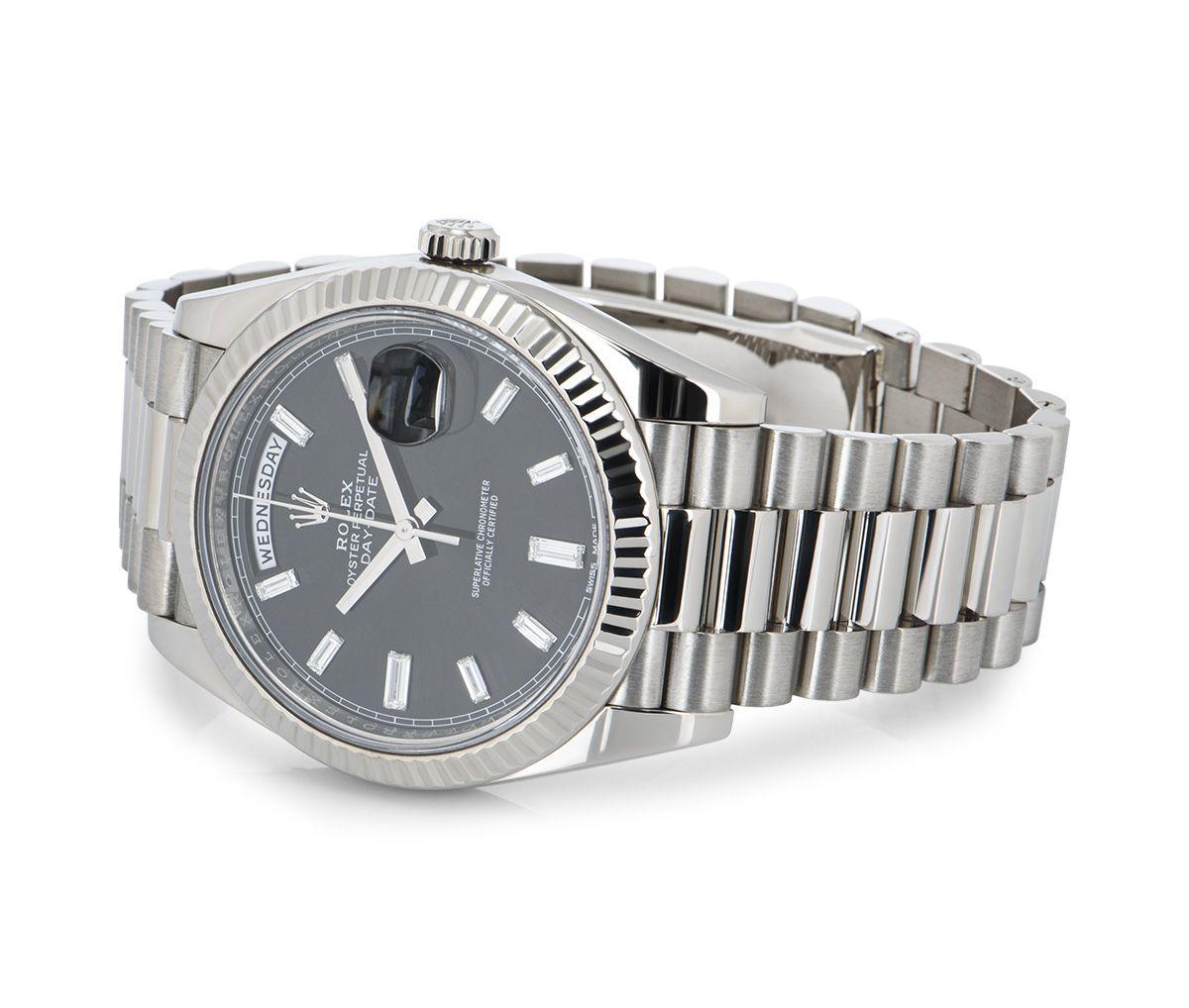 Rolex Day-Date 40 Hell Schwarz Diamant Zifferblatt 228239 für Damen oder Herren im Angebot