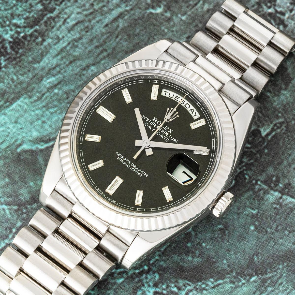 Rolex Day-Date 40 Hell Schwarz Diamant Zifferblatt 228239 im Angebot 2
