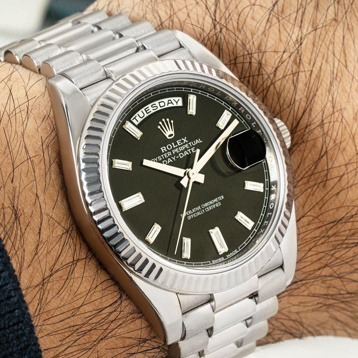 Rolex Day-Date 40 Hell Schwarz Diamant Zifferblatt 228239 im Angebot 3