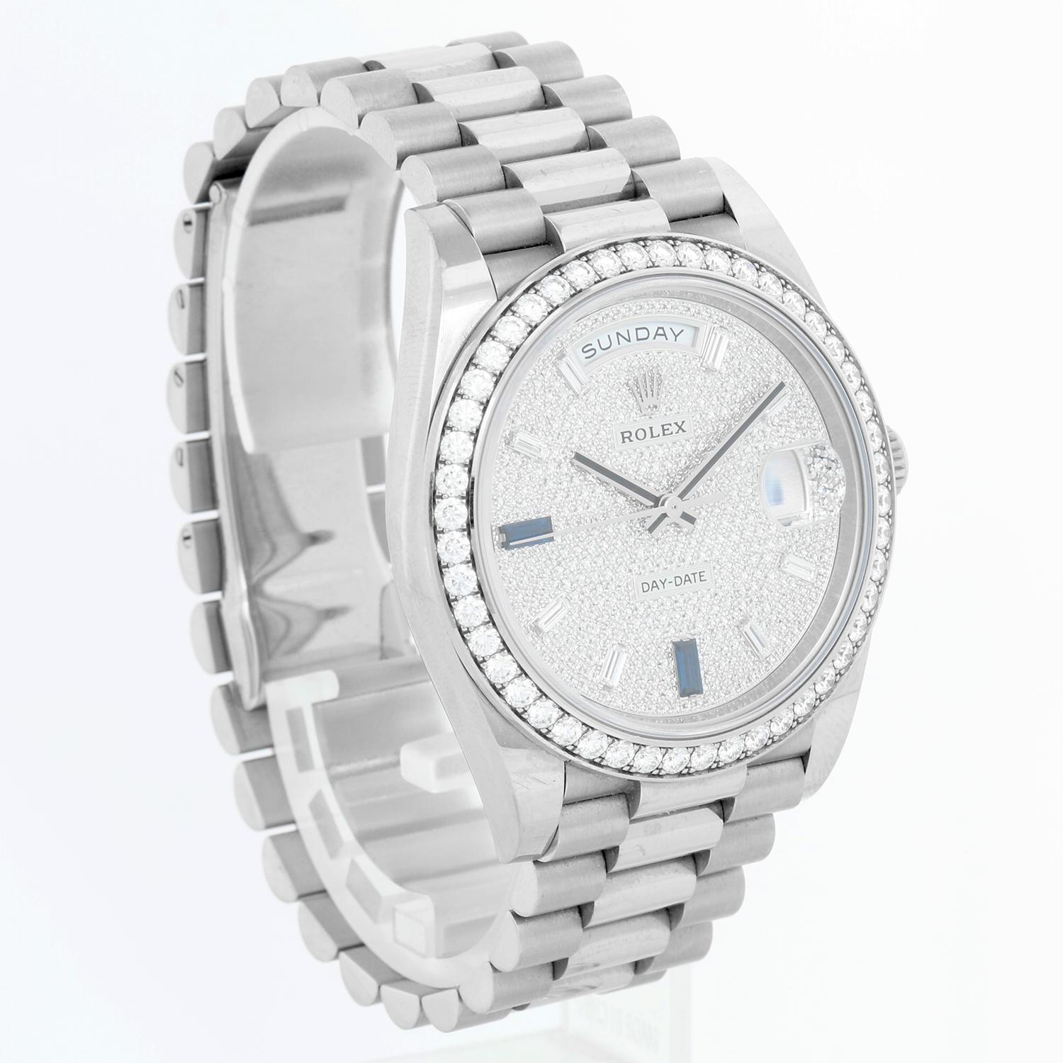 Rolex Day-Date 40 President 18k White Gold Men's 40mm Watch 228349RBR In Excellent Condition In Dallas, TX