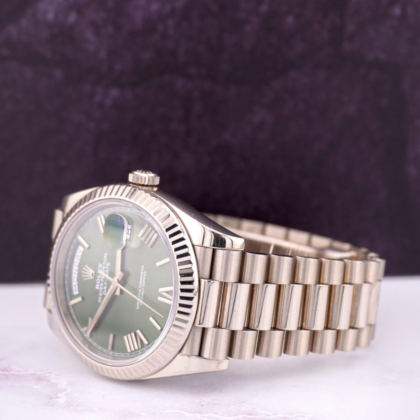 Rolex Day-Date 40 President 18k White Gold Men's Watch Olive Green DIAL 228239 For Sale 1