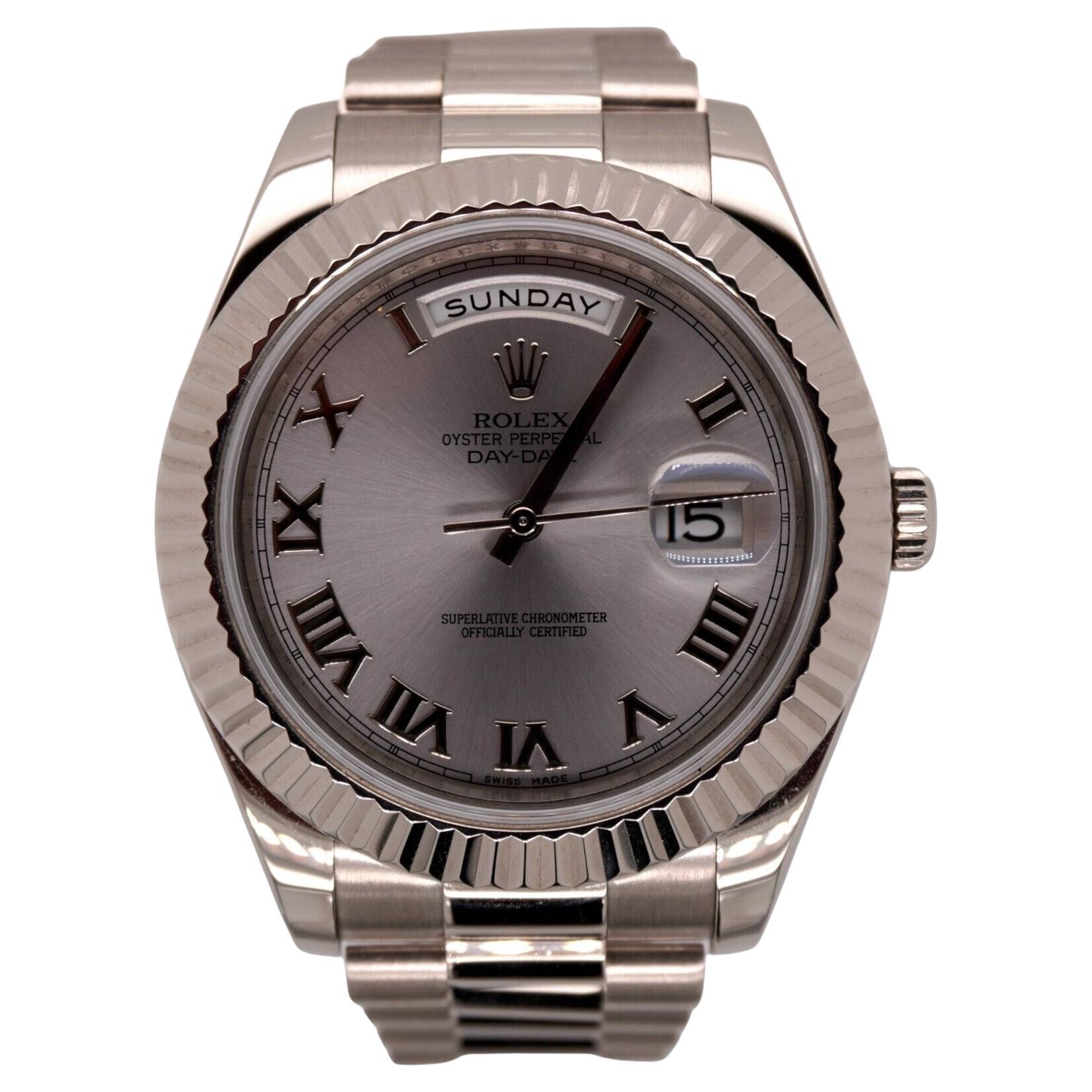 Rolex Day-Date 40 President 18k White Gold Men's Watch Silver DIAL Ref: 218239