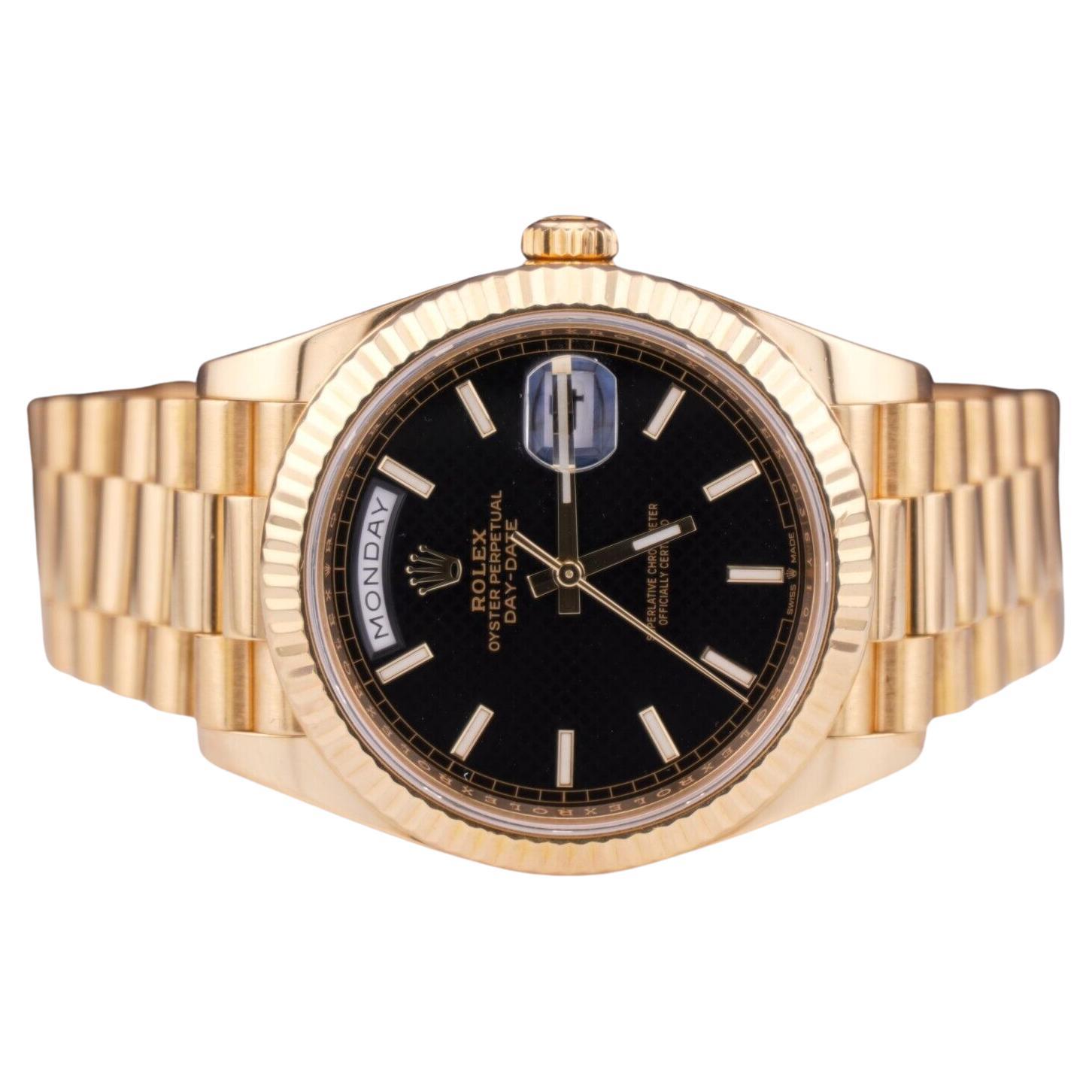 Rolex Day-Date 40 President 18k Yellow Gold Men's Watch Black Motif DIAL 228238 For Sale