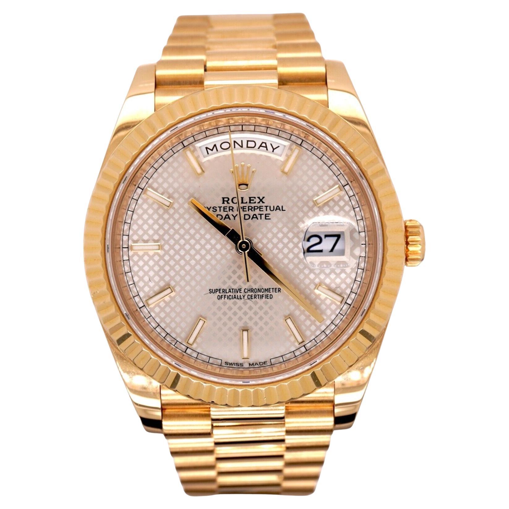 Rolex Day-Date 40 President 18k Yellow Gold Men's Watch Silver Motif DIAL 228238 For Sale
