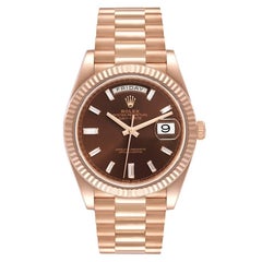 Rolex Day-Date 40 President Rose Gold Chocolate Dial Watch 228235 Box Card