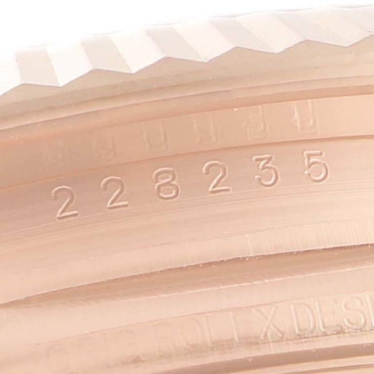 Rolex Day-Date 40 President Rose Gold Chocolate Dial Watch 228235 Box Card In Excellent Condition In Atlanta, GA