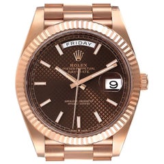 Rolex Day-Date 40 President Rose Gold Chocolate Dial Watch 228235 Unworn