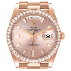Used Rolex Day-Date 40 President Rose Gold Diamond Mens Watch 228345 Unworn