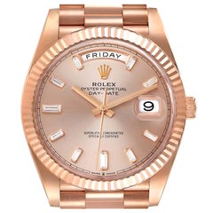 Rolex Day-Date 40 President Rose Gold Sundust Dial Watch 228235 Box Card