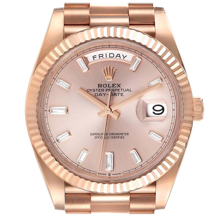 Rolex Day-Date 40 President Rose Gold Sundust Dial Watch 228235 Unworn For Sale