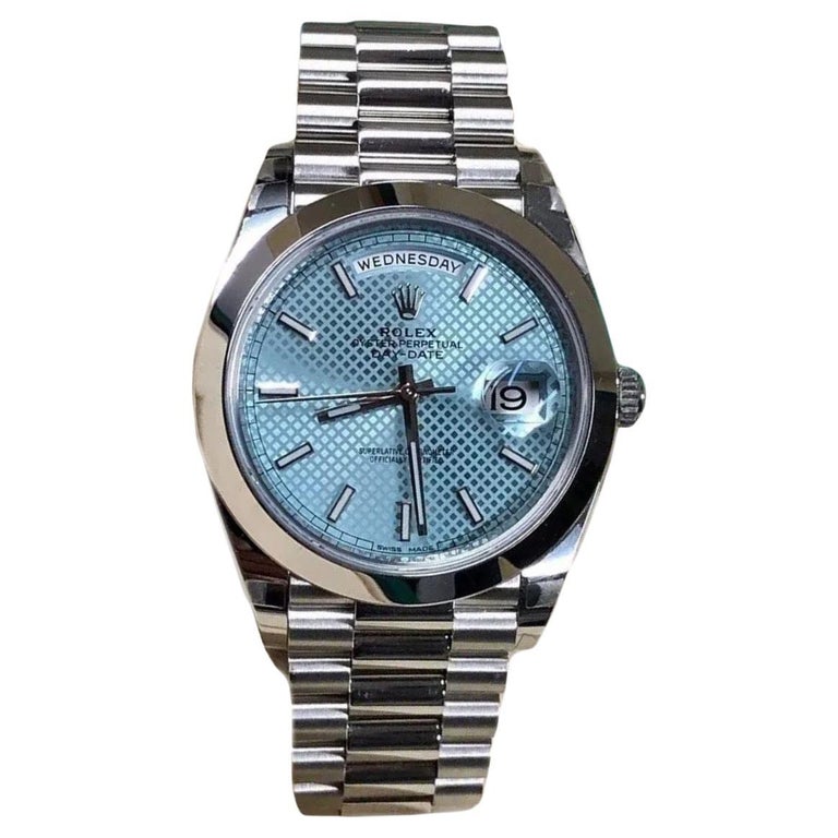 Men's Day-Date 40 Platinum Rolex President Ice Blue Dial Watch