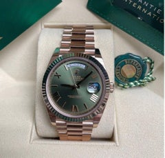 Rolex Day-Date 40 Presidential Olive Green Dial 18kt Rose Gold Men's Watch 22823