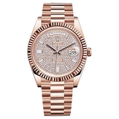 Rolex Day-Date 40 Rose Gold Baguette Diamond Paved Dial 228235
