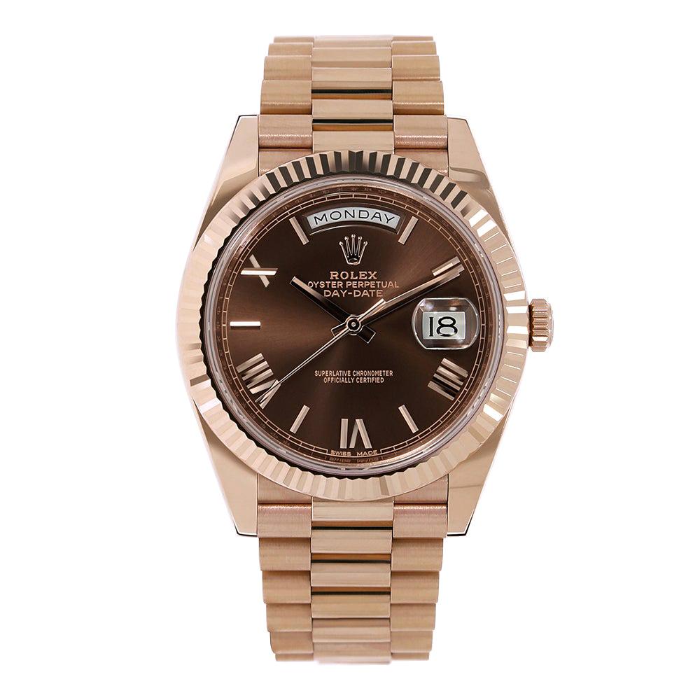 Rolex Day-Date 40 Rose Gold Chocolate Brown Watch 228235