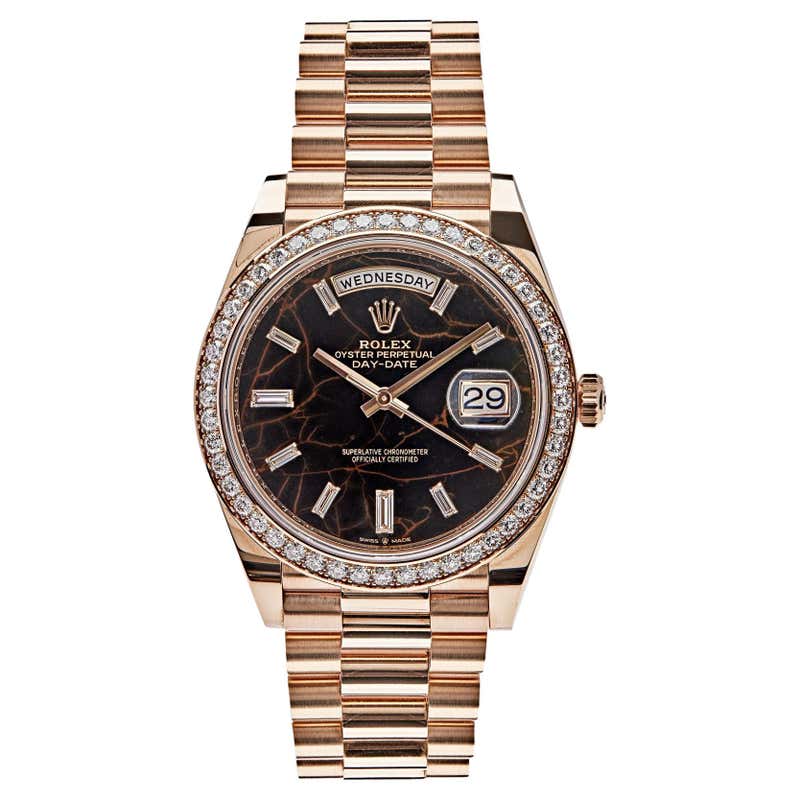 Rolex Montre Day-Date 40 Eisenkiesel en or rose avec cadran et lunette ...