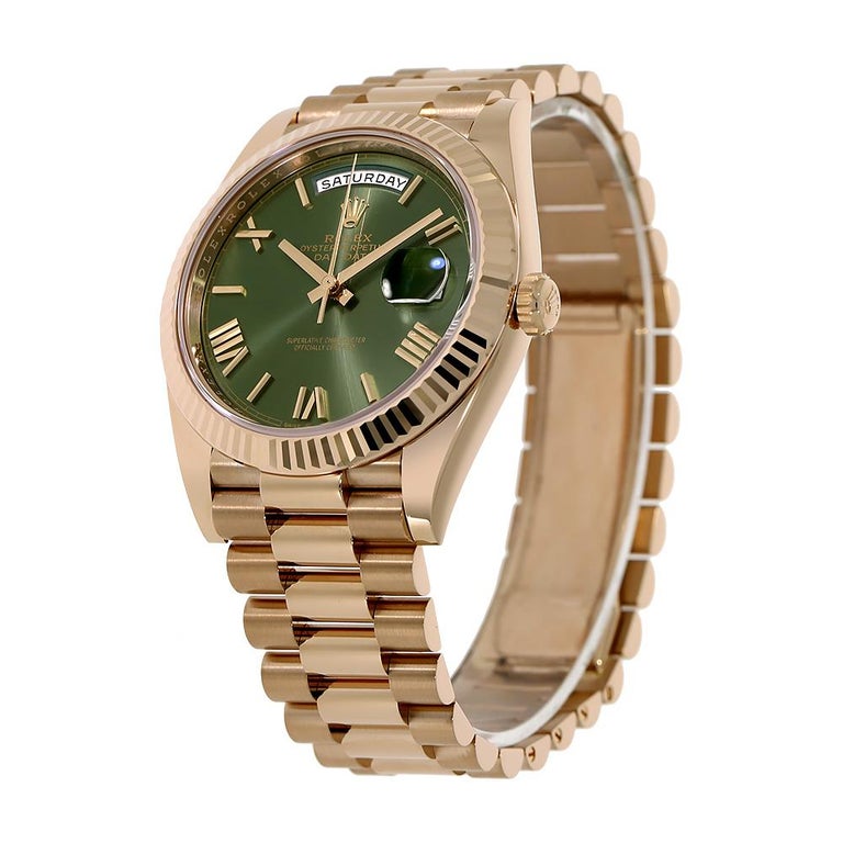 Rolex Day-Date 40 Rose Gold Green Roman Dial Watch 228235 ...