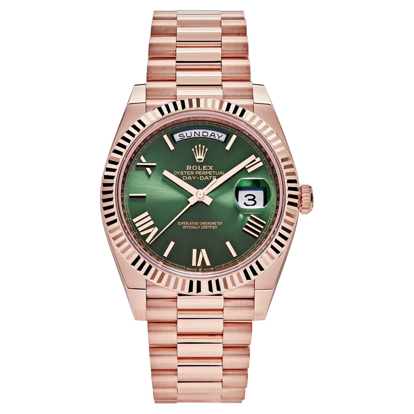 Rolex Rare Rose Gold Arabic Diamond Oxblood Stella Dial DayDate Wristwatch at 1stDibs rolex