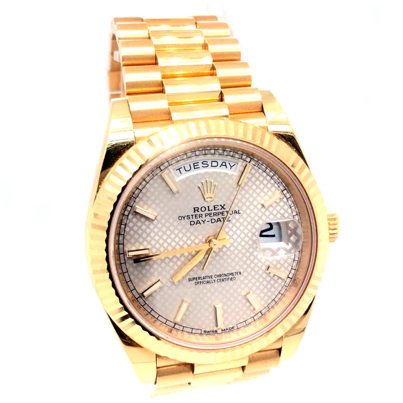 rolex day date silver and gold