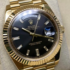 Rolex Day-Date 40 Yellow Gold Black Diamond Dial Automatic Mens Watch 228238