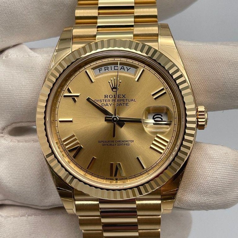 Rolex Day-Date 40 Yellow Gold Champagne Roman Dial 228238, 2021 For Sale at  1stDibs