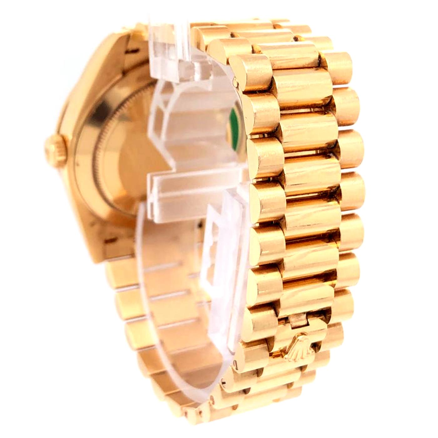 Round Cut Rolex Day-Date 40 Yellow Gold Champagne Diamond Dial & Bezel Bracelet 228348RBR