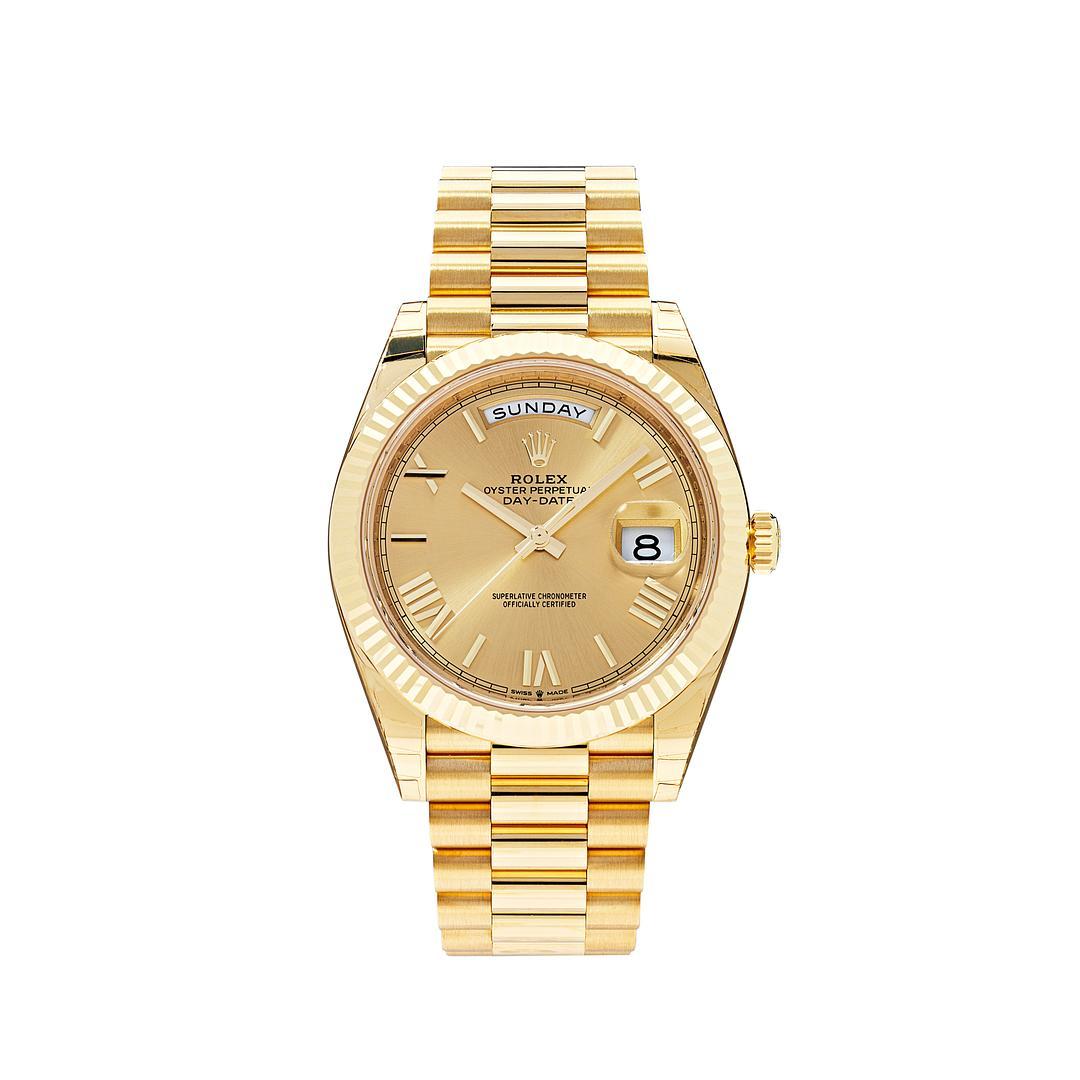 Rolex Day-Date 40 Diagonal Motif Dial Yellow Gold Automatic Men’s Watch ...