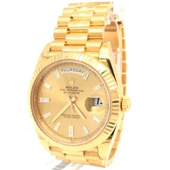 Rolex Day-Date 18K Yellow Gold Men President Motif Champagne Diamond Dial 228238