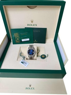 Rolex Day-Date 40mm Blue Ombré Dial Diamond Bezel White Gold Watch 228349RBR