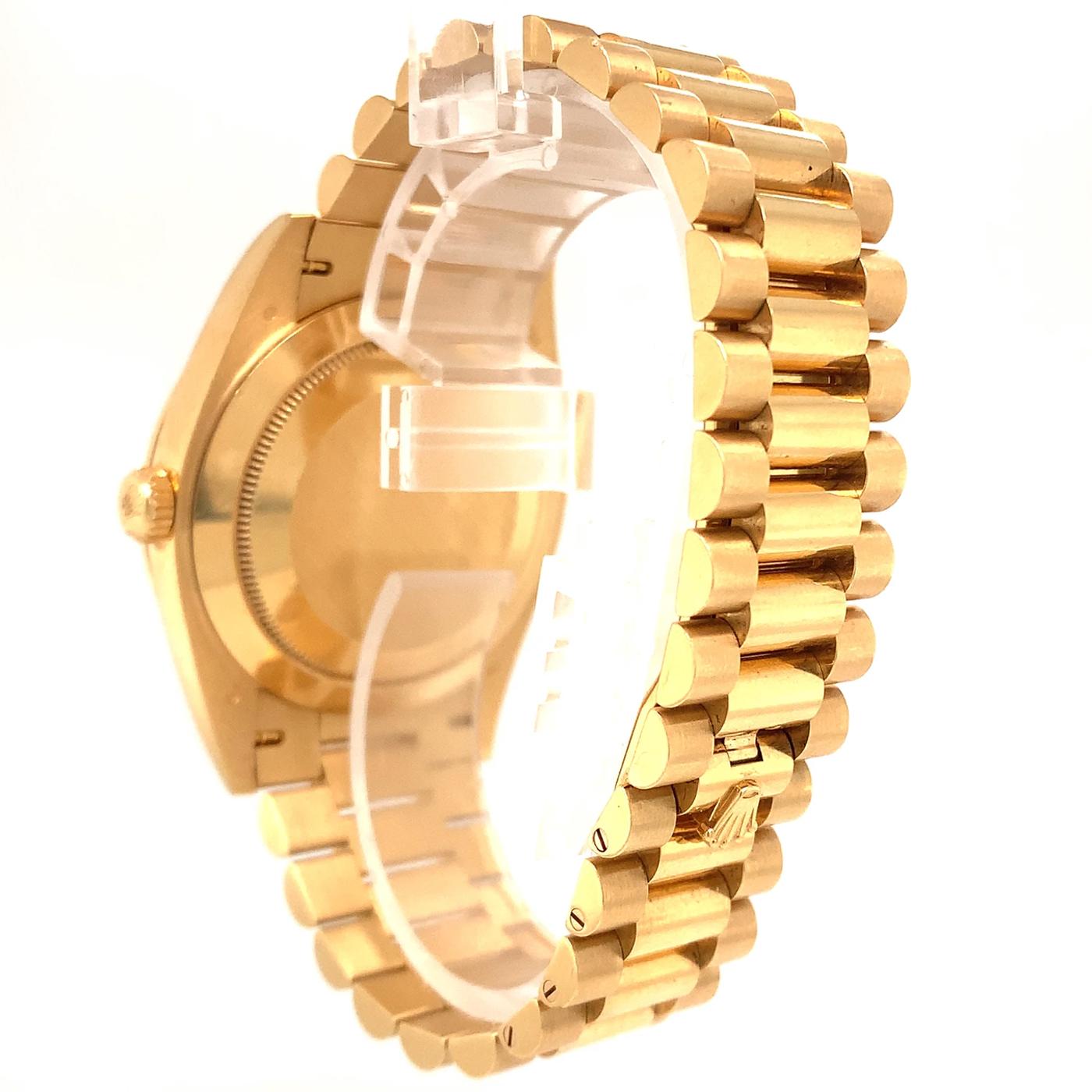 Rolex Day Date President 18ct Yellow Gold Champagne Roman Dial Watch 228238 In New Condition In Aventura, FL