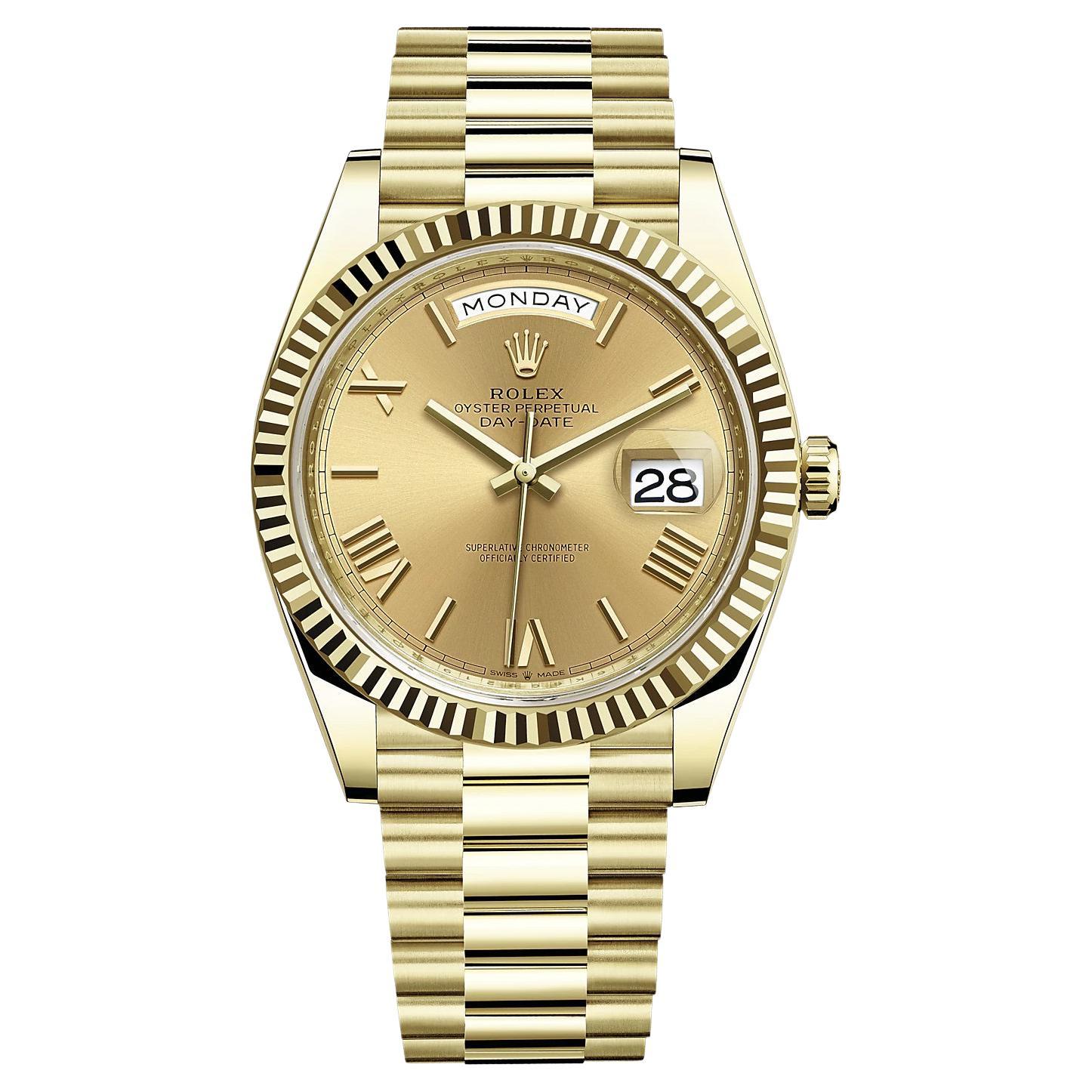 Rolex Day Date President 18ct Yellow Gold Champagne Roman Dial Watch 228238  For Sale at 1stDibs | pj9 rolex, rolex 750 pj9 price, rolex pj9 750