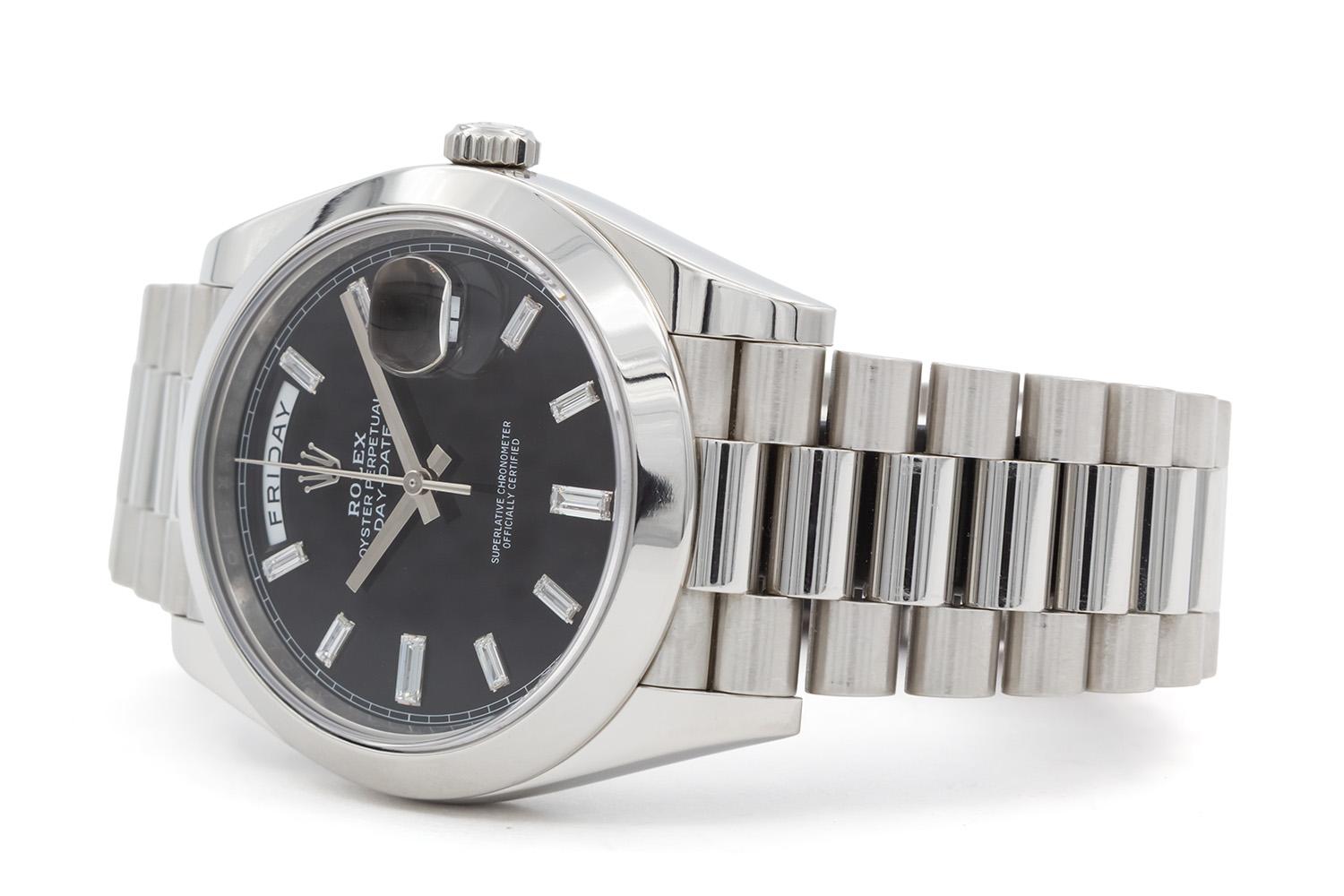 Rolex Day-Date 40mm Präsident 228206 Platin & Schwarz 10 Diamant-Zifferblatt (Zeitgenössisch) im Angebot