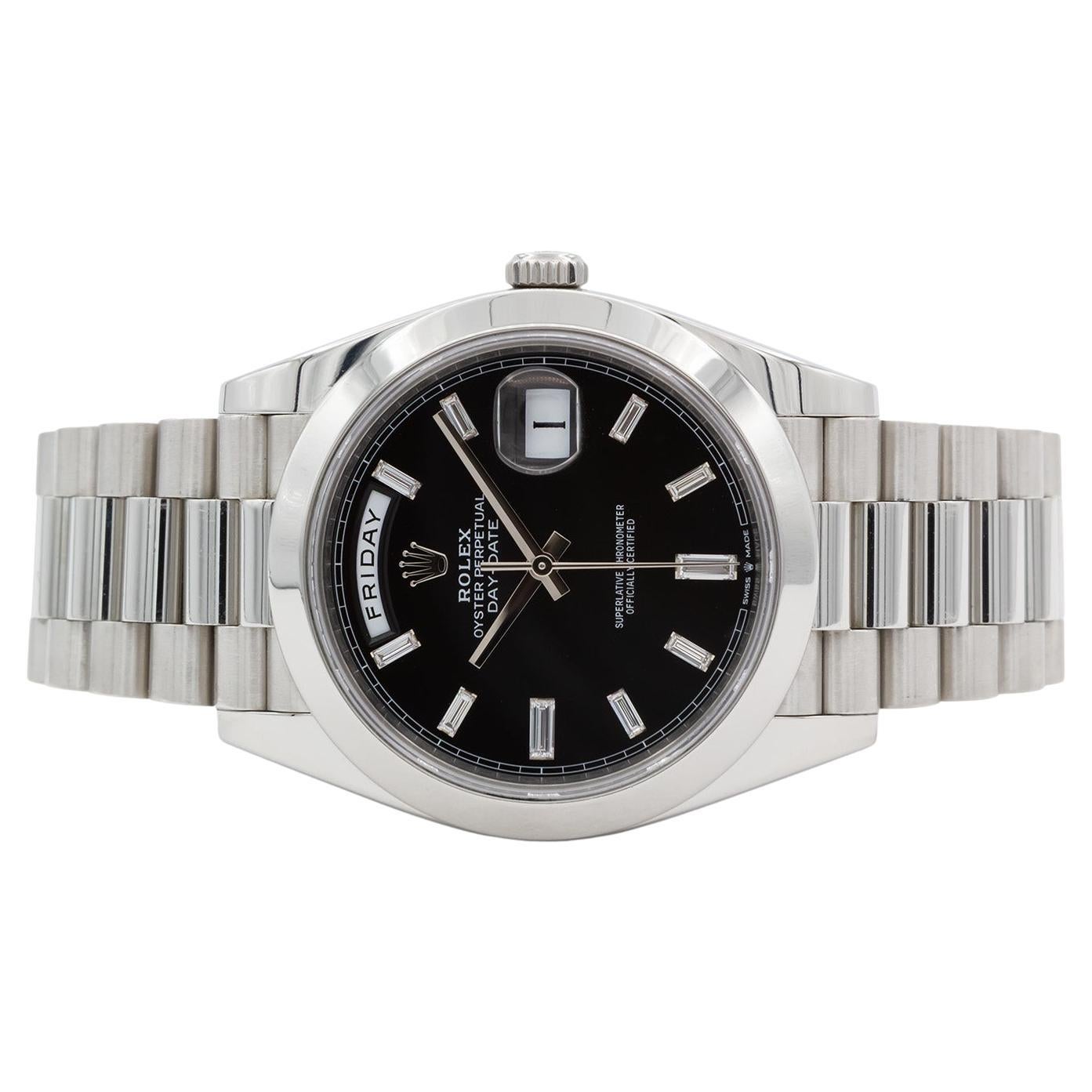 Rolex Day-Date 40mm President 228206 Platinum & Black 10 Diamond Dial