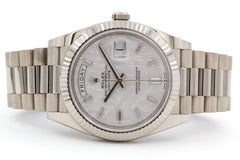 Rolex Day-Date 40mm President 228239 18k White Gold & Meteorite 10 Diamond Dial