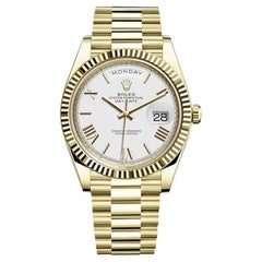 Rolex Day-Date Yellow Gold President Silver Roman Dial Watch 228238