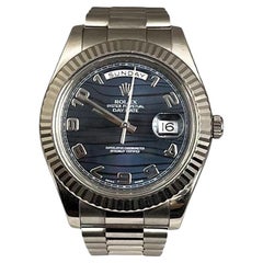 Rolex Day Date 41 mm in 18k White Gold with Blue Wave Dial REF 218239
