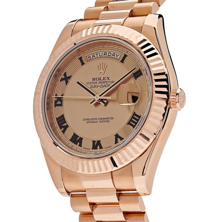 Rolex DayDate 41 Rose Gold Pink Dial 218235 Watch For Sale at 1stDibs