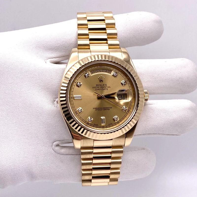 Rolex Day-Date 41 Yellow Gold Champagne Diamond Dial 218238 For Sale at ...