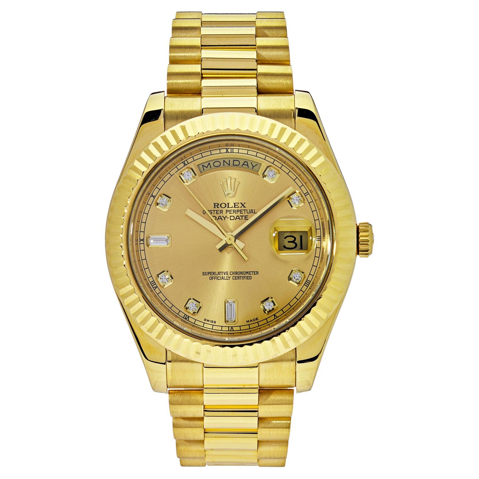 Rolex Day-Date II President 41 Yellow Gold Diamond Mens Watch 218238 ...