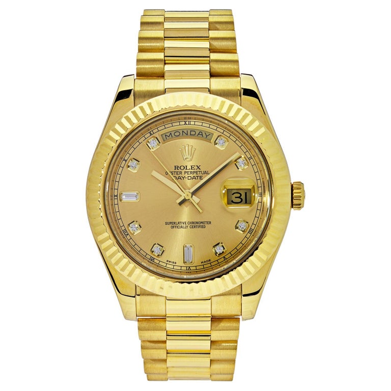 Rolex Day-Date 41 Yellow Gold Champagne Diamond Dial 218238 For Sale at ...