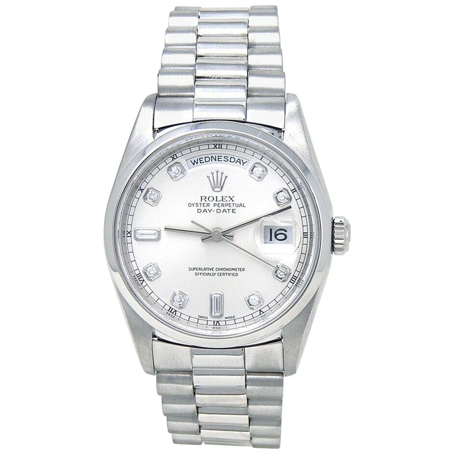 Rolex Day Date 'A Serial' Platinum Diamond Dial Automatic Men's Watch 18206 For Sale
