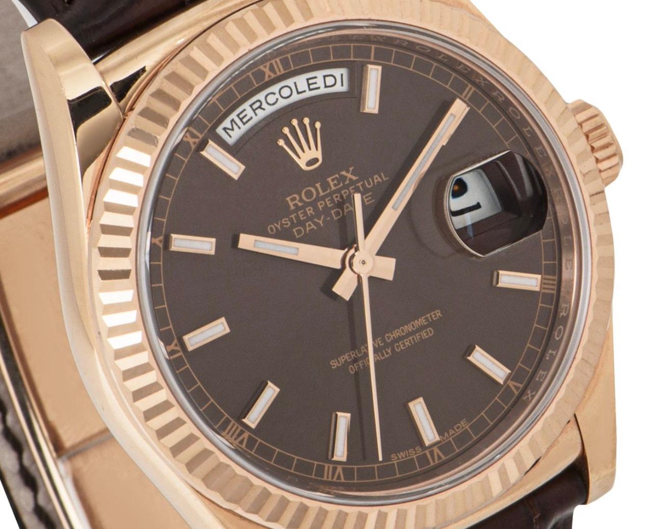 Men's Rolex Day-Date Chocolate Dial 118135 Watch