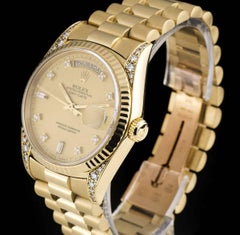 Rolex Yellow Gold Diamond Set Champagne Dial Automatic Wristwatch Ref 18338