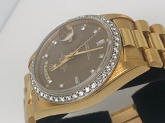 Rolex Day Date Gold Rare Slate Chocolate Factory Diamond Dial & Bezel Watch