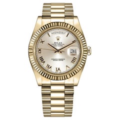 Used Rolex Day-Date II 218238 Yellow Gold Watch Silver Roman Dial