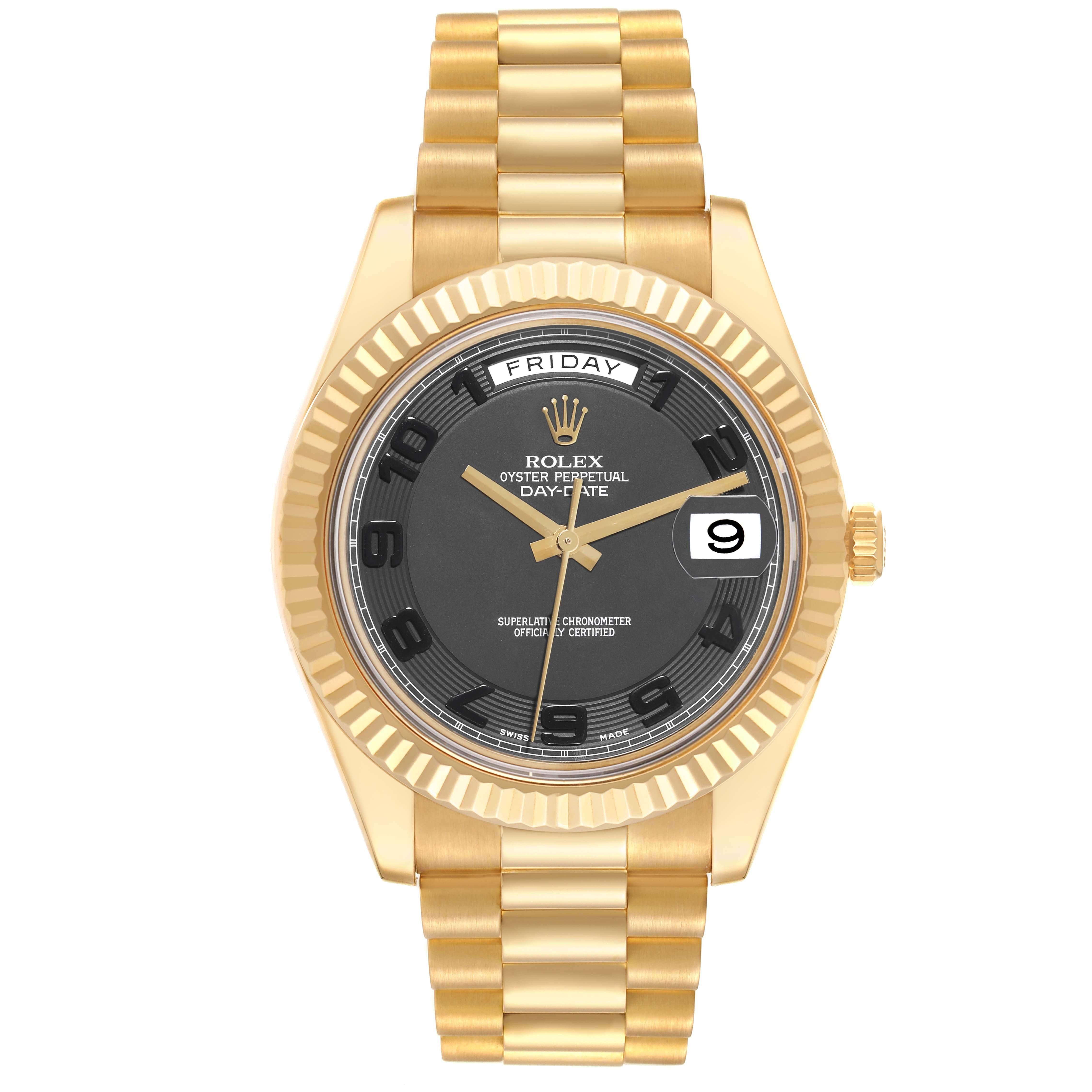 Rolex Day-Date II 41 President Yellow Gold Black Dial Mens Watch 218238 For Sale 1