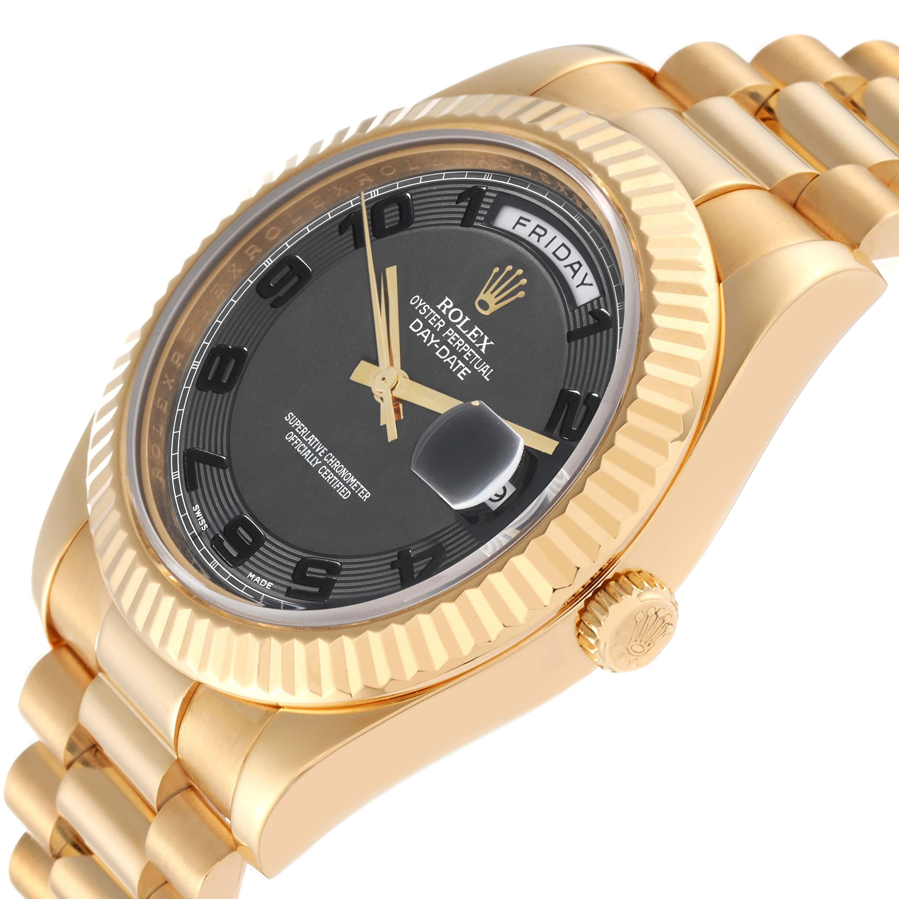 Rolex Day-Date II 41 President Yellow Gold Black Dial Mens Watch 218238 For Sale 2