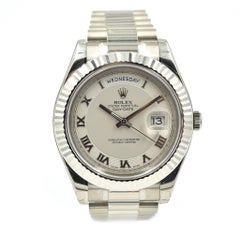 Rolex Day-Date II 41 Roman Dial Fluted Bezel Watch 18 Karat Gold Ref 218239