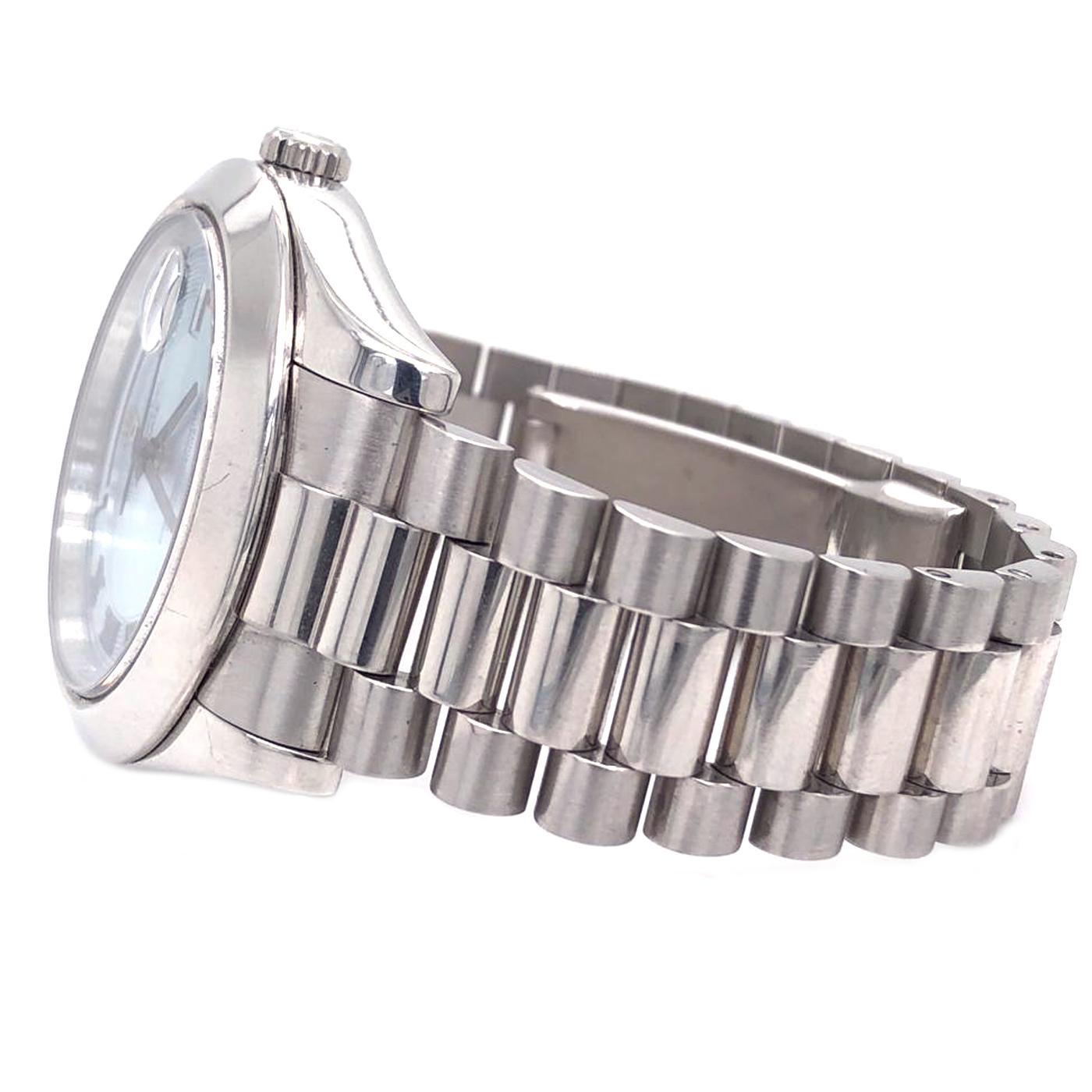 Modern Rolex Day-Date II 41 Sky Blue Platinum President Bracelet Automatic Watch 218206
