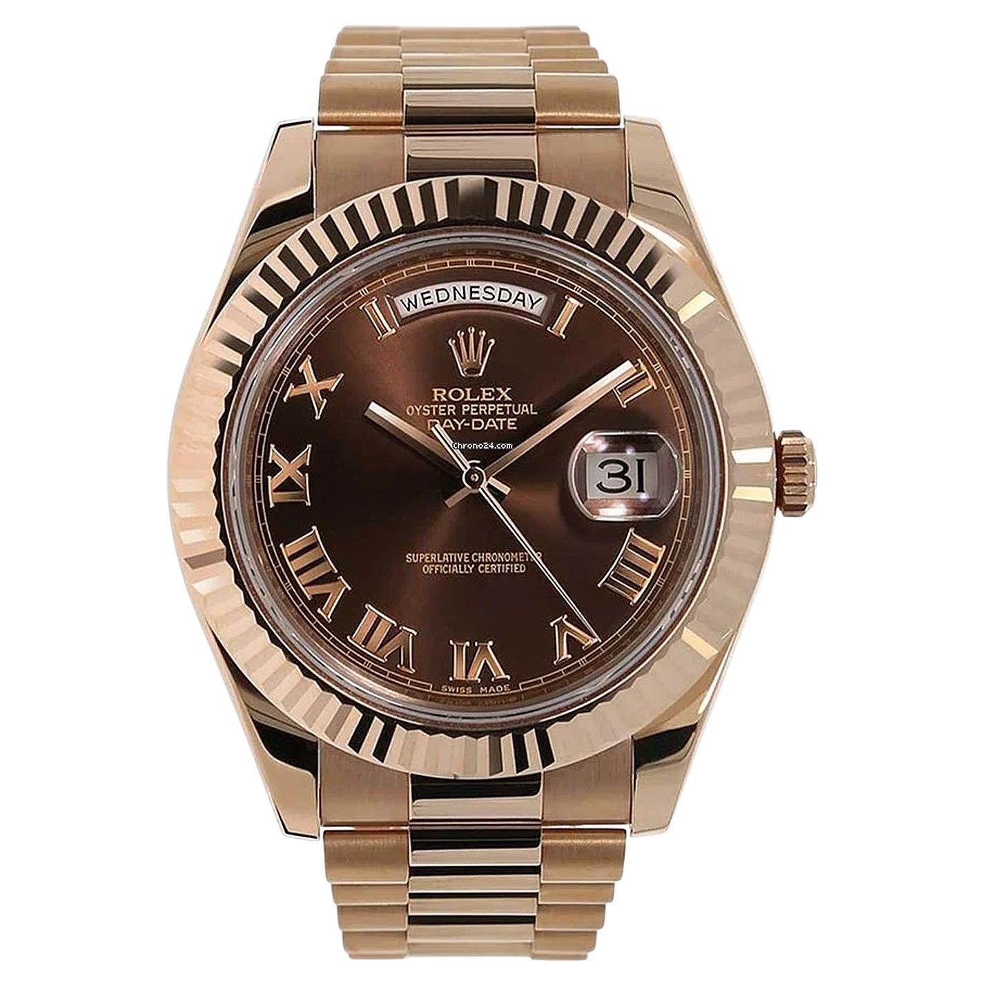Rolex Day-Date II 18K Rose Gold Chocolate Roman Dial Watch 218235